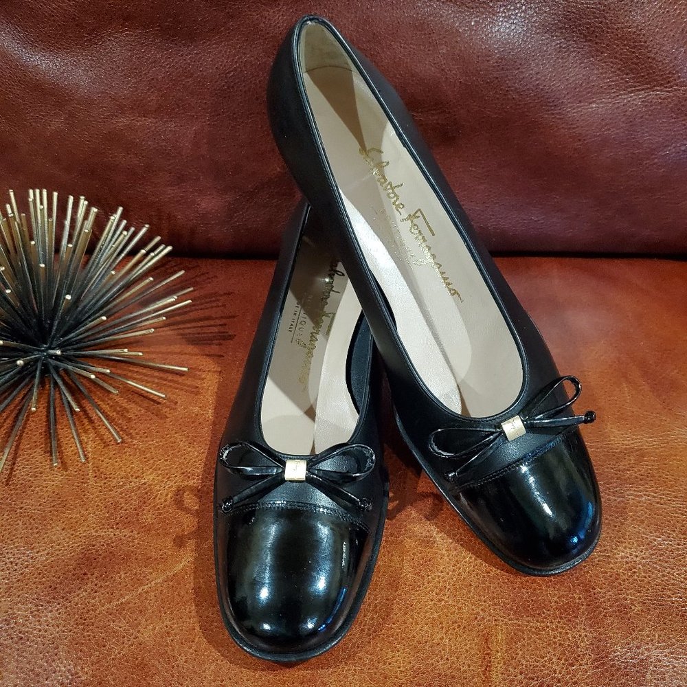 Salvatore Ferragamo Black Bow Tie Block He…